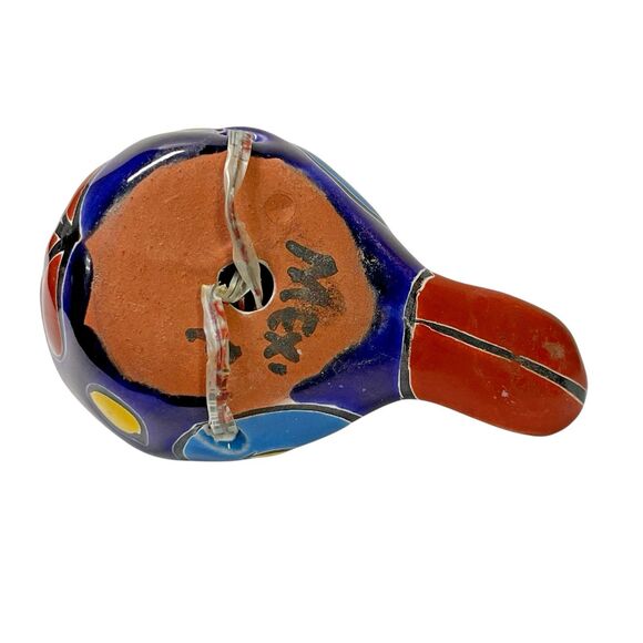 Talavera Bird Hand-Painted Terracotta Mexican Folk Art with Ties 4" Long - Picture 8 of 8